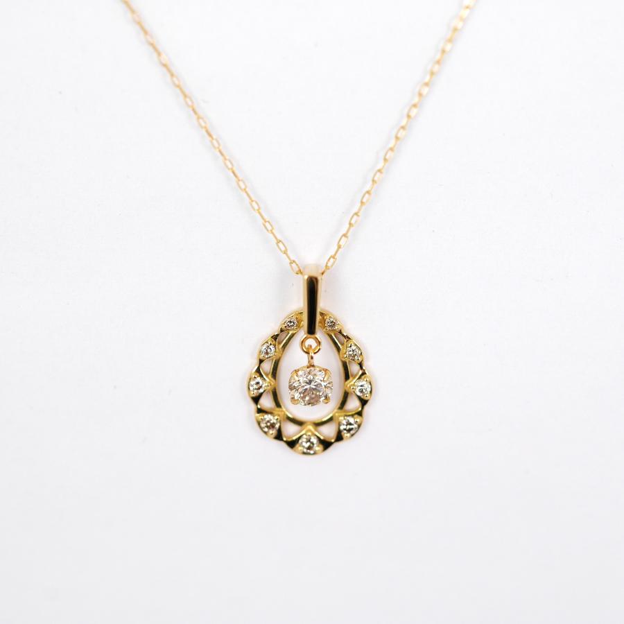 シングルダンシングストーン K18　ダイヤモンド0.25ct　ペンダントネックレス クロスフォー_2