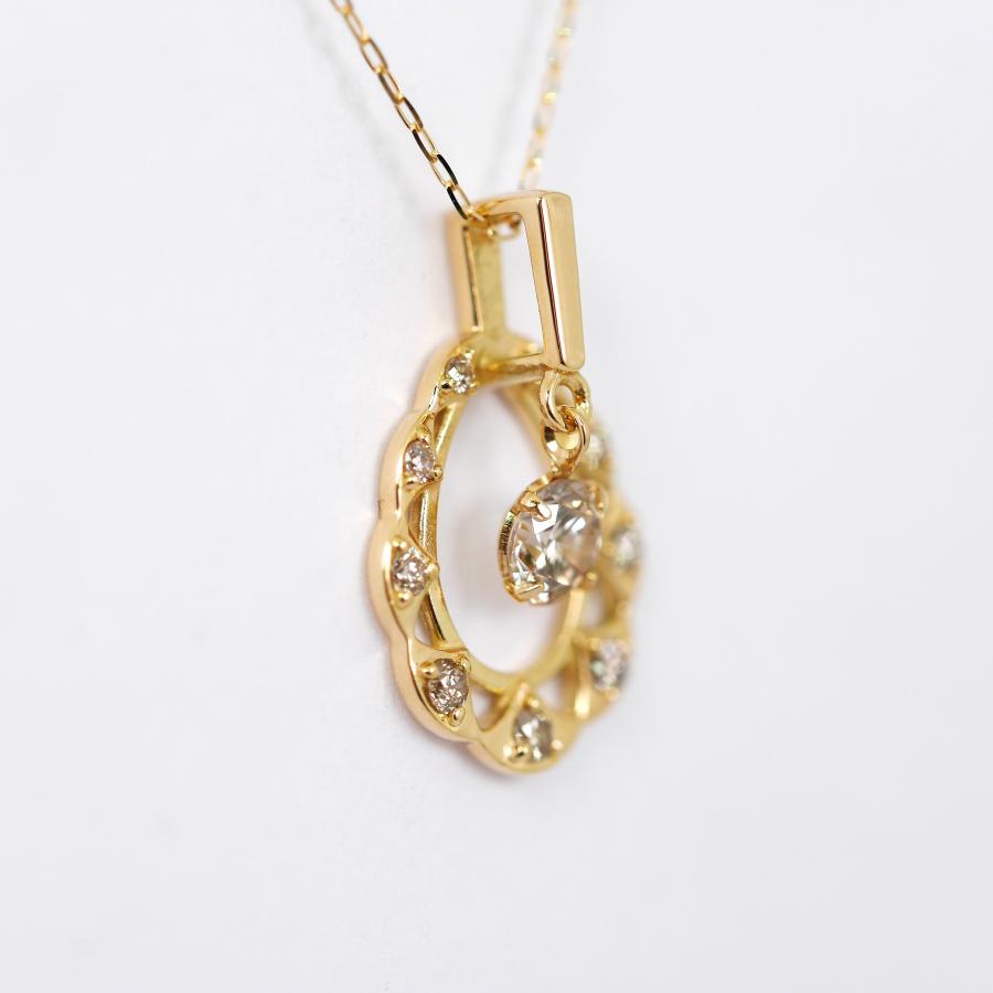 シングルダンシングストーン K18　ダイヤモンド0.25ct　ペンダントネックレス クロスフォー_3