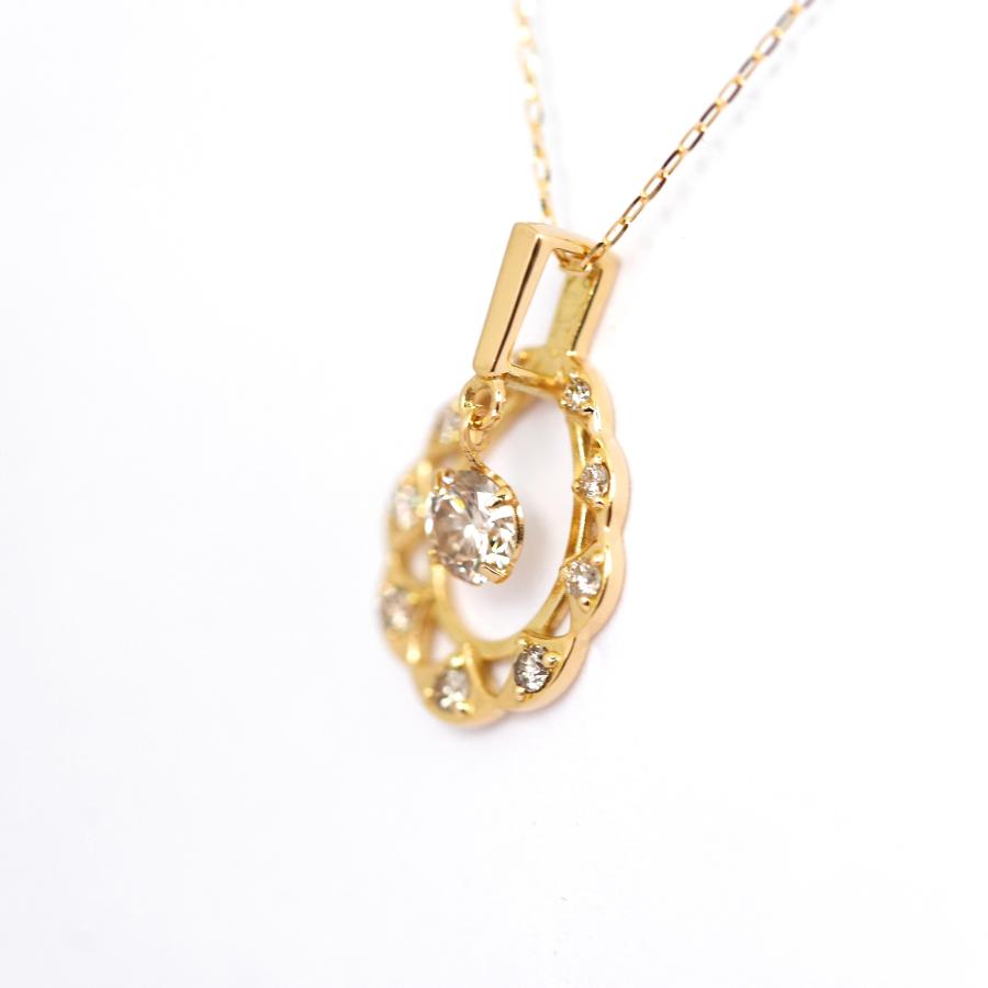 シングルダンシングストーン K18　ダイヤモンド0.25ct　ペンダントネックレス クロスフォー_4