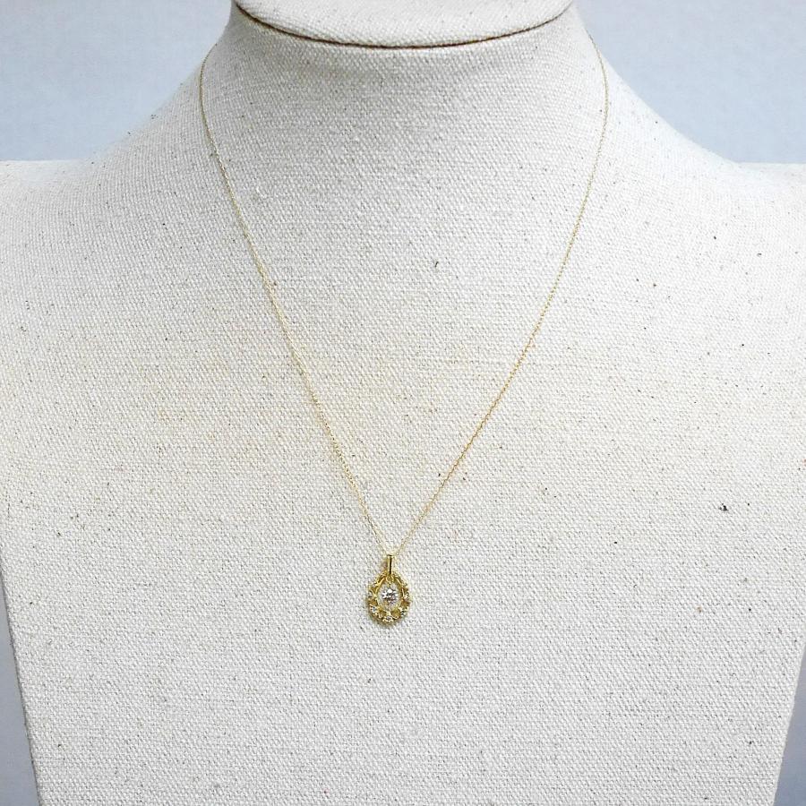 シングルダンシングストーン K18　ダイヤモンド0.25ct　ペンダントネックレス クロスフォー_5