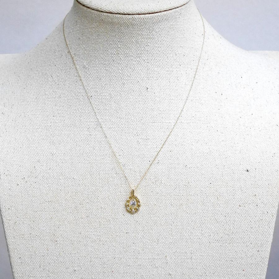 シングルダンシングストーン K18　ダイヤモンド0.25ct　ペンダントネックレス クロスフォー_6