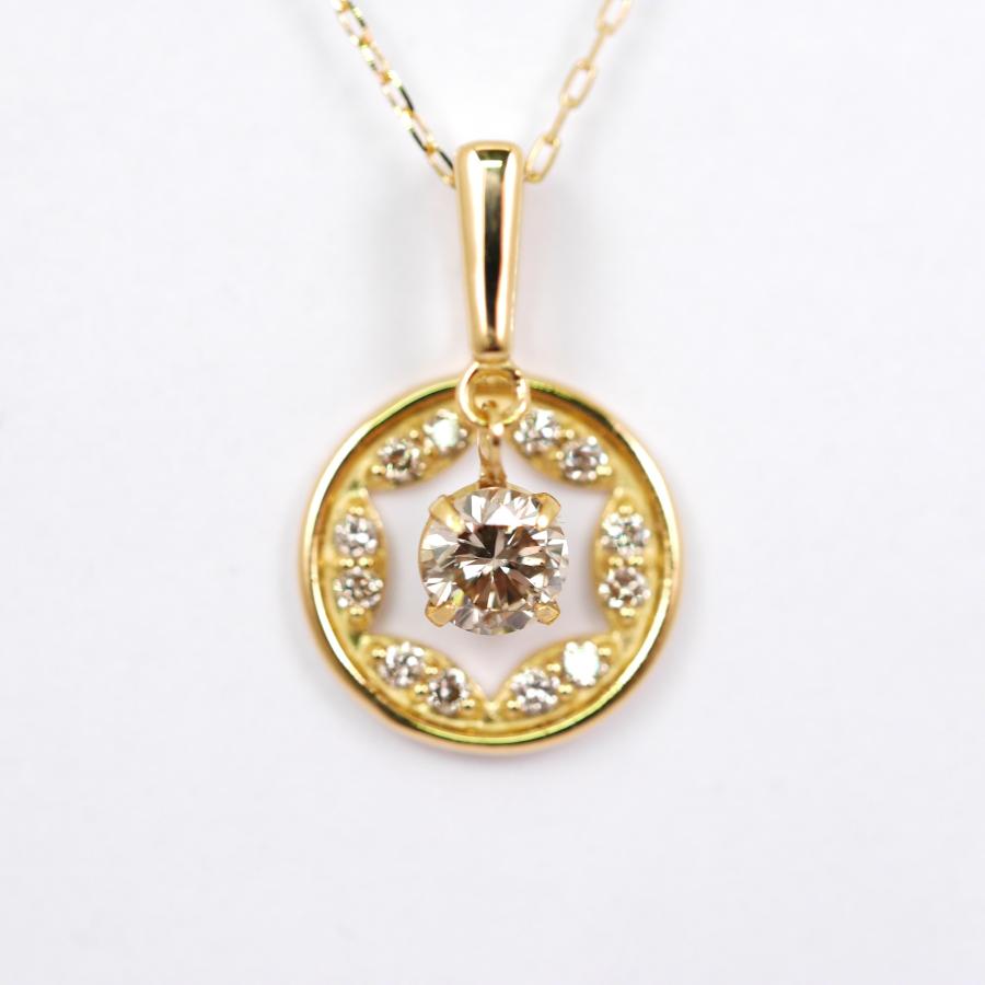 シングルダンシングストーン K18 ダイヤモンド0.25ct ペンダント 