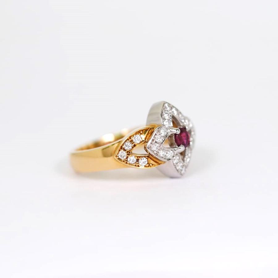 ルビー0.26ct ダイヤモンド0.37ct K18/Pt ゴールドプラチナリング 