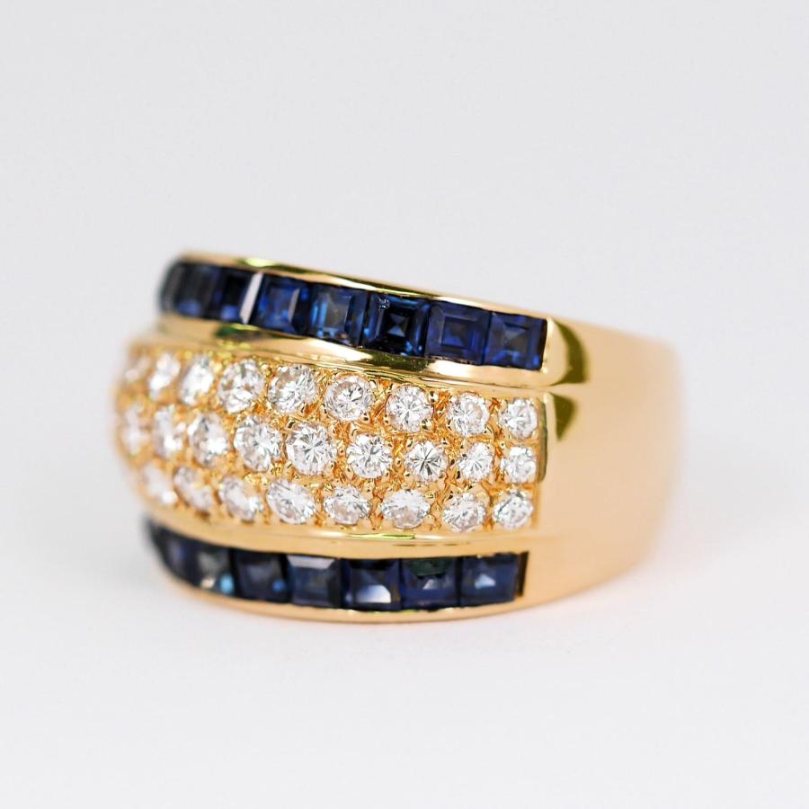 K18 極美 天然サファイア 1.20ct ダイヤモンド 2.35ct 5列 ワイド 