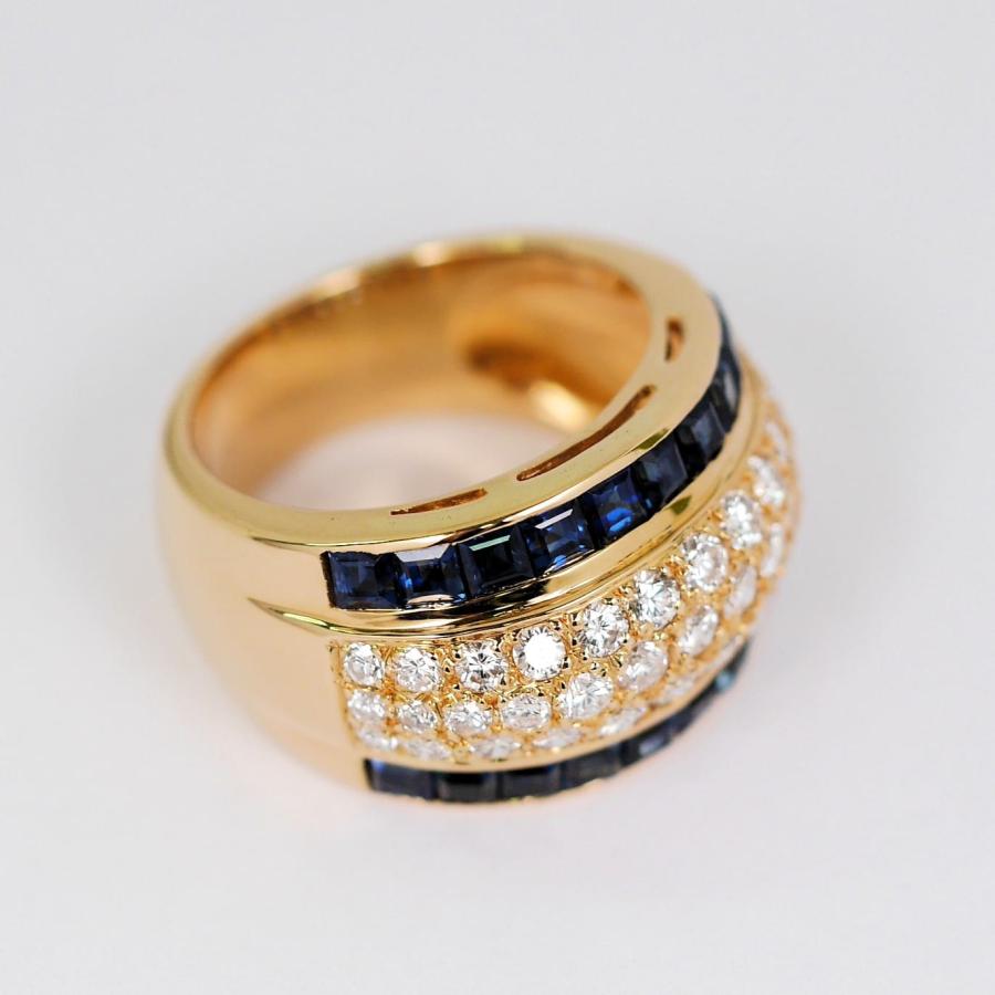 K18 極美 天然サファイア 1.20ct ダイヤモンド 2.35ct 5列 ワイド 