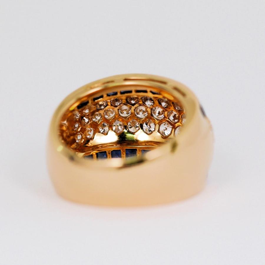 K18 極美 天然サファイア 1.20ct ダイヤモンド 2.35ct 5列 ワイド 