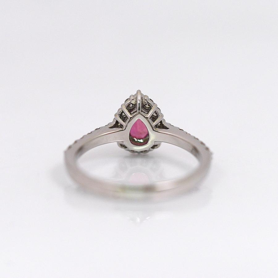 稀少石 パパラチアサファイア 0.510ct プラチナ リング DGL鑑定 ペアシェイプ ダイヤモンド 0.37ct 上品 華やか 12号の画像