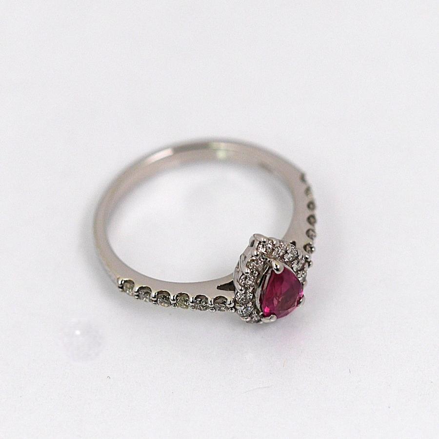 稀少石 パパラチアサファイア 0.510ct プラチナ リング DGL鑑定 ペアシェイプ ダイヤモンド 0.37ct 上品 華やか 12号の画像