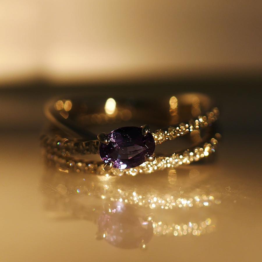 【至高の輝き】天然アレキサンドライト 0.50ct プラチナリング ダイヤモンド 0.31ct 10号 希少石 ジュエリー 6月誕生石の画像
