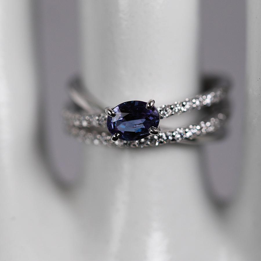 【至高の輝き】天然アレキサンドライト 0.50ct プラチナリング ダイヤモンド 0.31ct 10号 希少石 ジュエリー 6月誕生石の画像