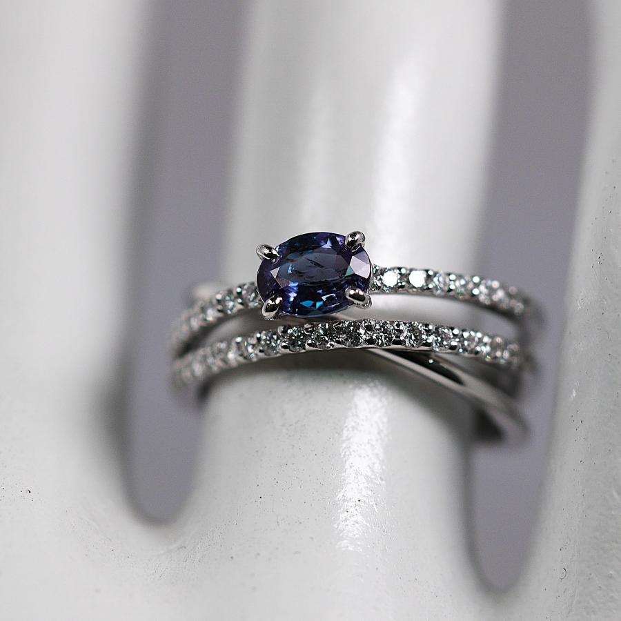 【至高の輝き】天然アレキサンドライト 0.50ct プラチナリング ダイヤモンド 0.31ct 10号 希少石 ジュエリー 6月誕生石の画像