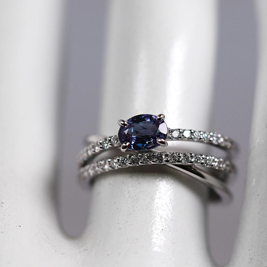 【至高の輝き】天然アレキサンドライト 0.50ct プラチナリング ダイヤモンド 0.31ct 10号 希少石 ジュエリー 6月誕生石の画像
