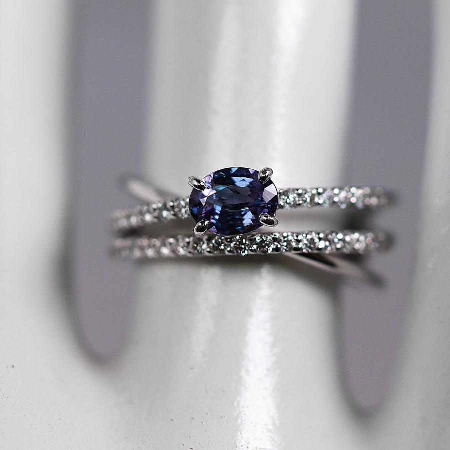 【至高の輝き】天然アレキサンドライト 0.50ct プラチナリング ダイヤモンド 0.31ct 10号 希少石 ジュエリー 6月誕生石の画像