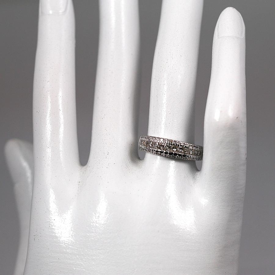 K18WG プリンセスカット ダイヤモンド 3列ハーフエタニティリング D0.66ct ― 凛とした輝きを纏う、贅沢なレイヤードリングの画像