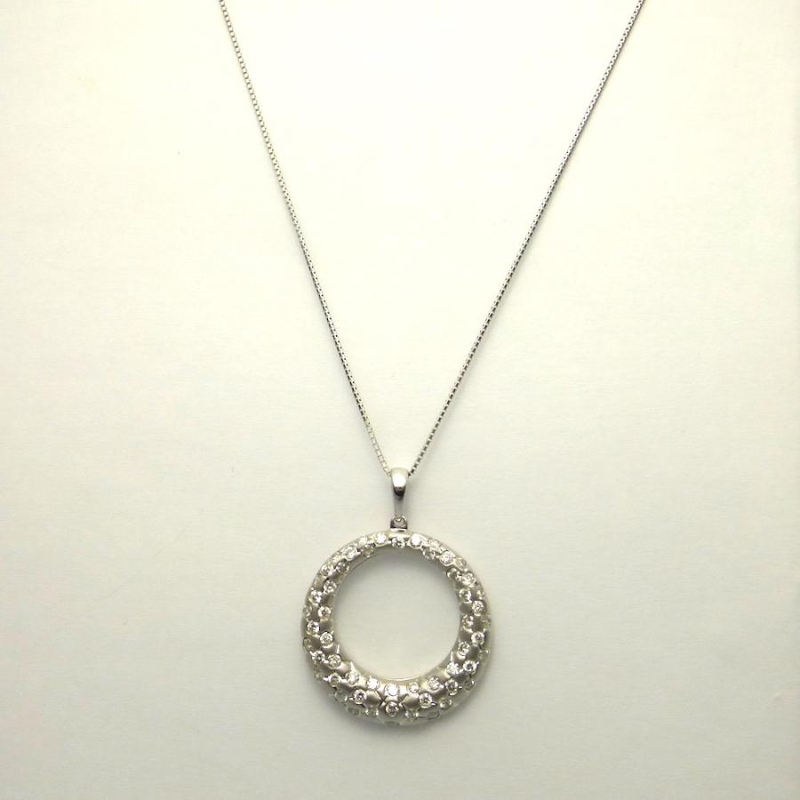 ダイヤモンド合計1.00ct K18WG ホワイトゴールドネックレス : itm415  