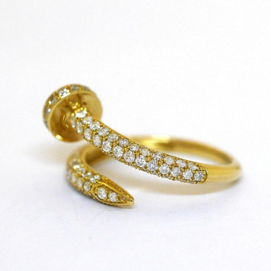 ダイヤモンド0.75ct K18YG　イエローゴールド リング 釘モチーフ 選べるカラーの画像