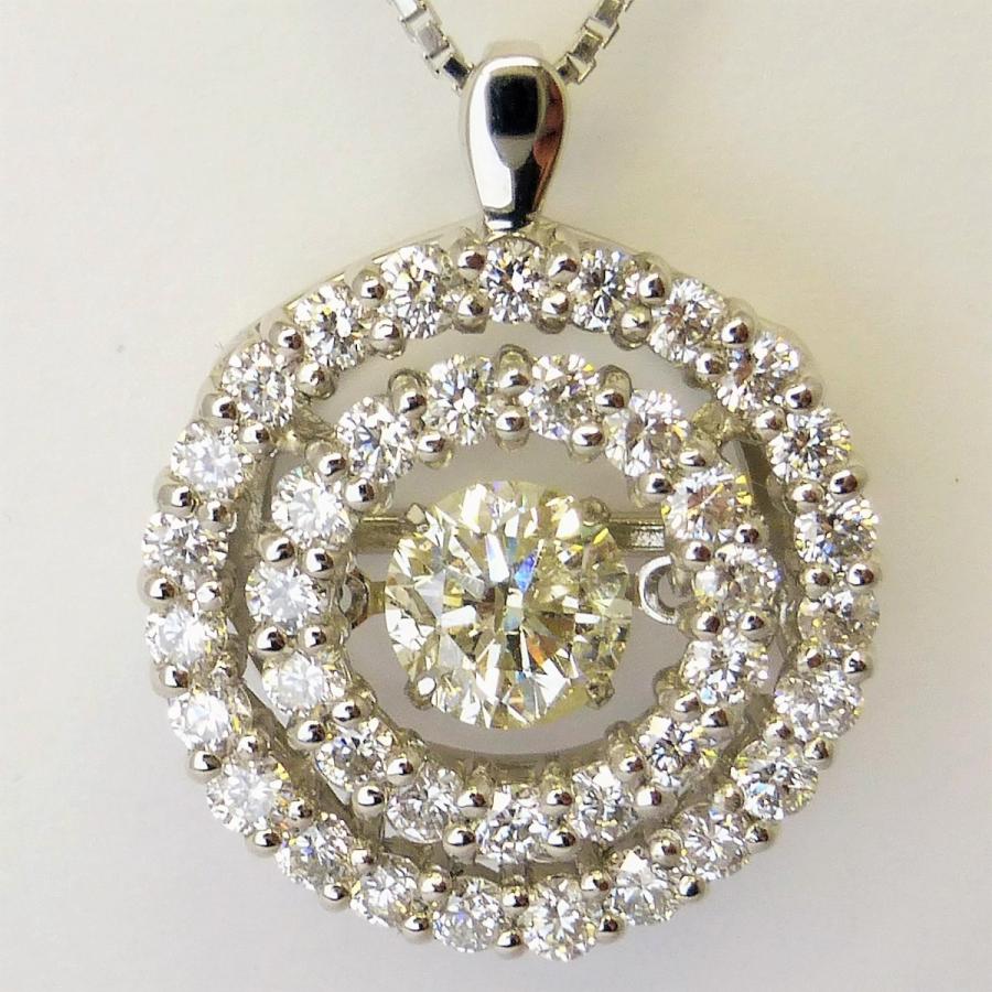 ダンシングストーンダイヤモンド0.70ct メレ1.00ct プラチナネックレス 