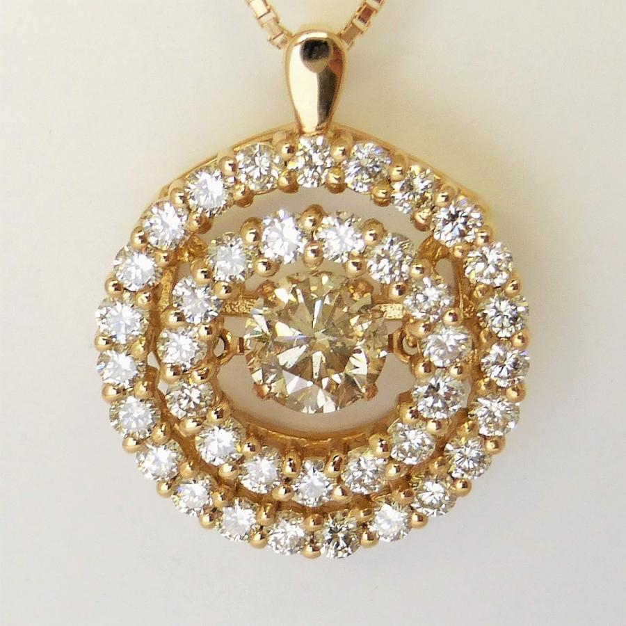 ダンシングストーンダイヤモンド0.70ct メレ0.97ct K18PGピンクゴールドネックレス