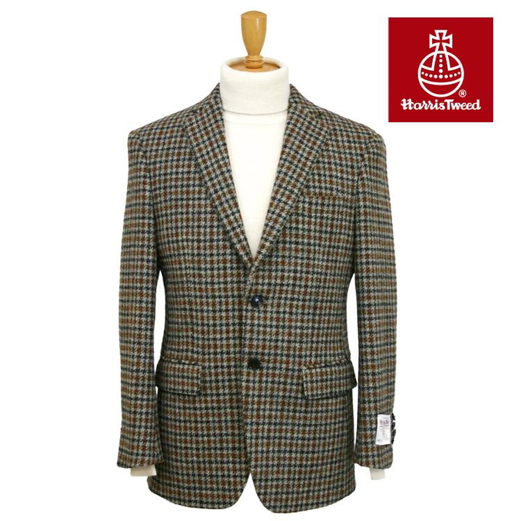 2年保証 直販価格 Y7 限定 ハリスツイード Harristweed オリジナルジャケット 英国イギリス ブルーブラウンチェック Jht E 12 メンズ コート ジャケット