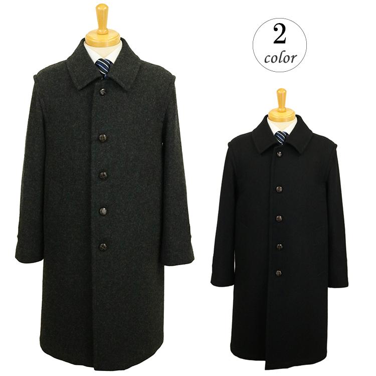 ローデンコート Aライン ウイングショルダー ウール チャコール ブラック イタリア高級生地 アウター メンズ ビジネス 秋冬 新作入荷