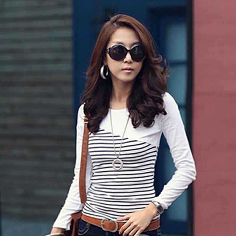 送料無料 ホワイト Vネック 特徴 カジュアル ボーダー 長袖 カットソー Tシャツ/冬 期間限定 冷感 ハロウィン クリスマス | 