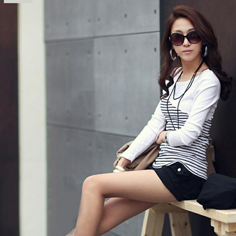 送料無料 ホワイト Vネック 特徴 カジュアル ボーダー 長袖 カットソー Tシャツ/冬 期間限定 冷感 ハロウィン クリスマス |  | 02