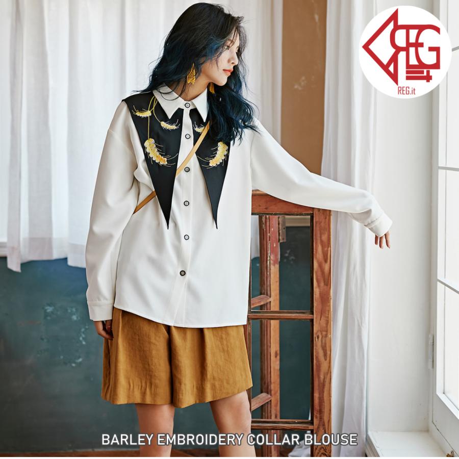 Regit 麦刺繍ブラウス 韓国 ファッション 服 ブラウス ユニーク ブラウス かわいい 個性的なデザイン 白ブラウス 優雅 着回し プチプラ Ttb006 Reg It 通販 Yahoo ショッピング