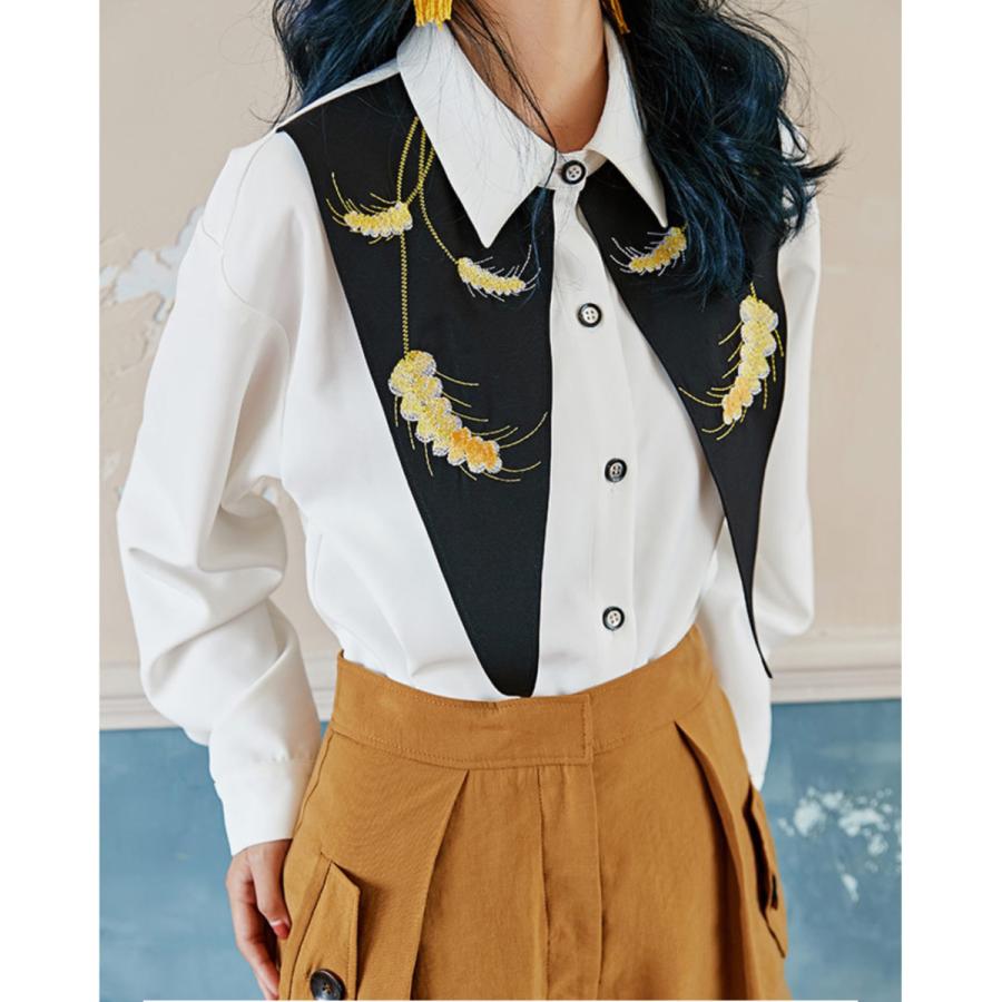 Regit 麦刺繍ブラウス 韓国 ファッション 服 ブラウス ユニーク ブラウス かわいい 個性的なデザイン 白ブラウス 優雅 着回し プチプラ Ttb006 Reg It 通販 Yahoo ショッピング