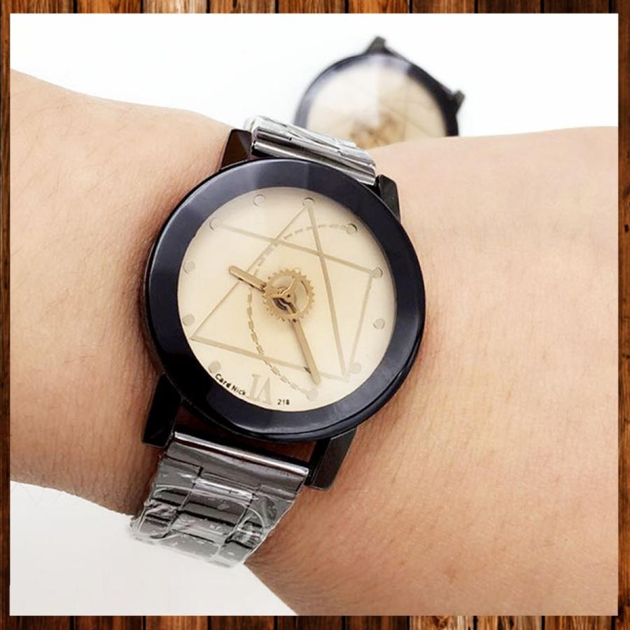 ユニーク 歯車 幾何学 モチーフ デザイン ウォッチ 腕 時計 クォーツ