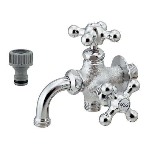 【704-116-13】カクダイ ガーデン用万能ホーム双口水栓 カクダイ水栓金具 KAKUDAI 代替品：704-251-CH でお届け