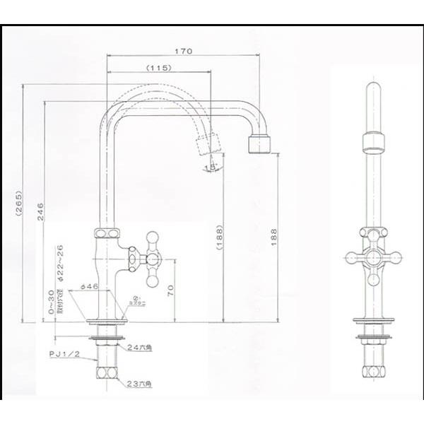 グースネック型 単水栓　K13-13SPBS　ブラックサテン｜rehomestore｜02