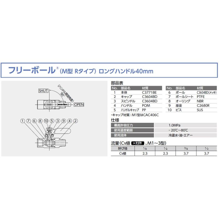 【M2-10MLR】オンダ製作所 ボールバルブ フリーボール M2型 Rタイプ Rcねじ×Rねじ 呼び径3/8 大ロット 入数:100_4