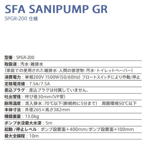 SPGR-200 SFA サニポンプGR 粉砕機能付き グラインダーポンプ 排水ピット用｜rehomestore｜02