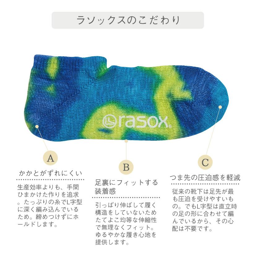 rasox ラソックス タイダイ・ロウ 靴下 ベーシック・スニーカー S/M/L スニーカーソックス ソックス くつ下 くつした メンズ レディース 日本製 吸放湿性 | rasox | 07