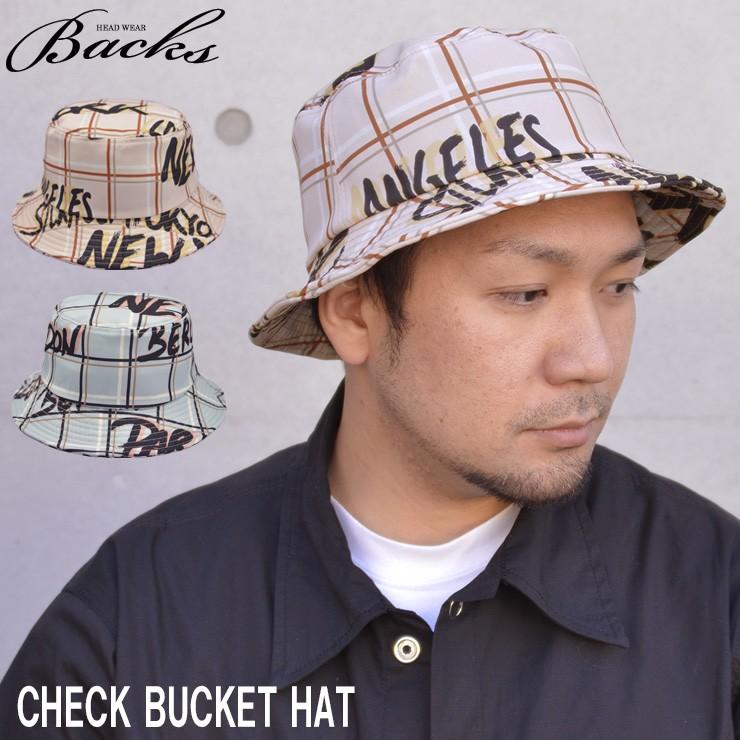 バケットハット 帽子 チェック柄 バケット ハット 手書き風 バケハ メンズ レディース | 