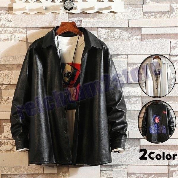 手数料安い バイクジャケット メンズ Pu革 ジャケット 革ジャン レザージャケット ライダースジャケット 革ジャケット プリント 開襟 40代 19 進化版 Www Macfixz Com