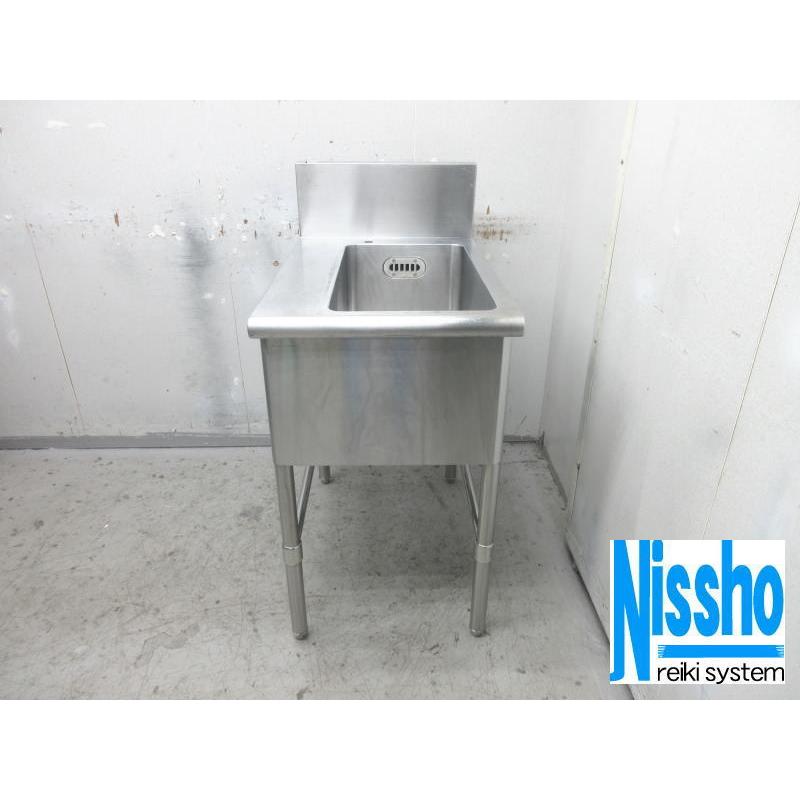 □中古 ステンレス1槽シンク左台付き・500×800×840/1030(mm)・厨房 