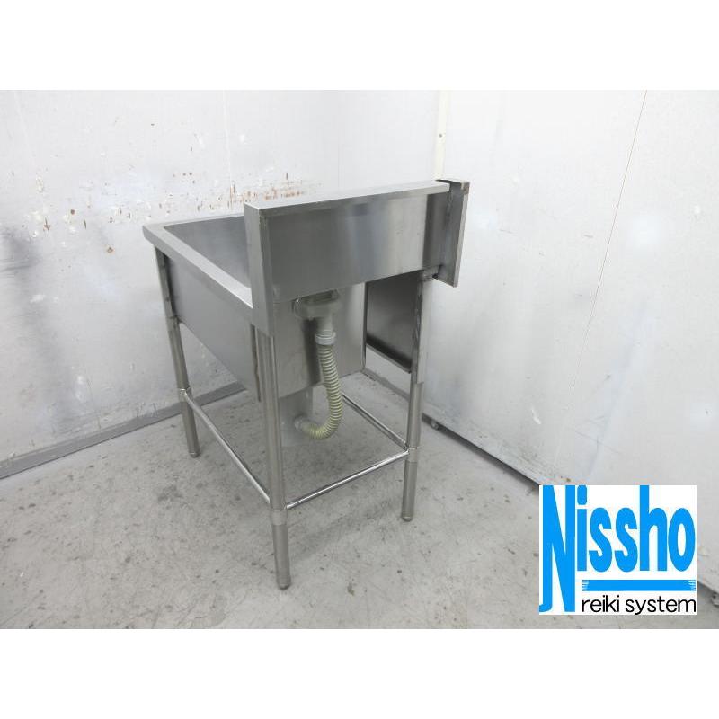 □中古 ステンレス1槽シンク左台付き・500×800×840/1030(mm)・厨房 