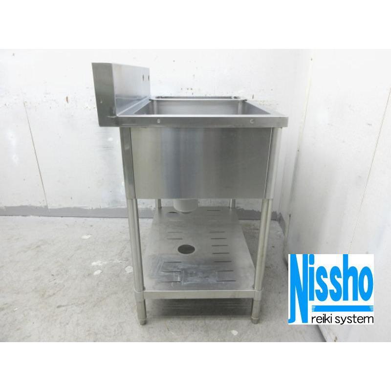 □中古 ステンレス1槽シンク・ダスト付・850×600×885/1035(mm)・厨房 