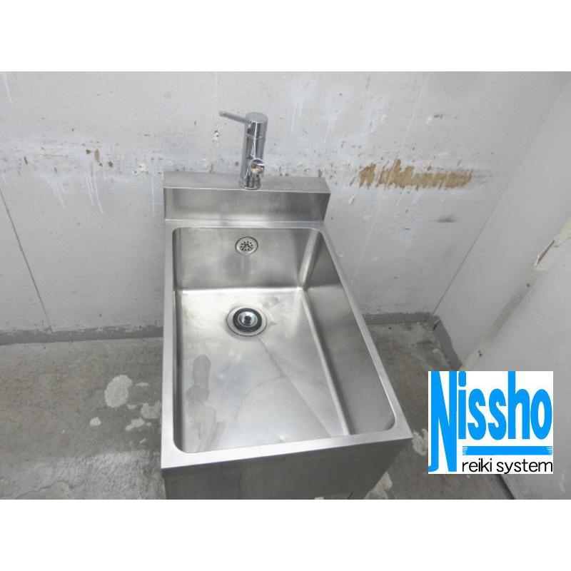 □中古 ステンレス1槽シンク・450×750×790/890/1070(mm)・厨房専門店