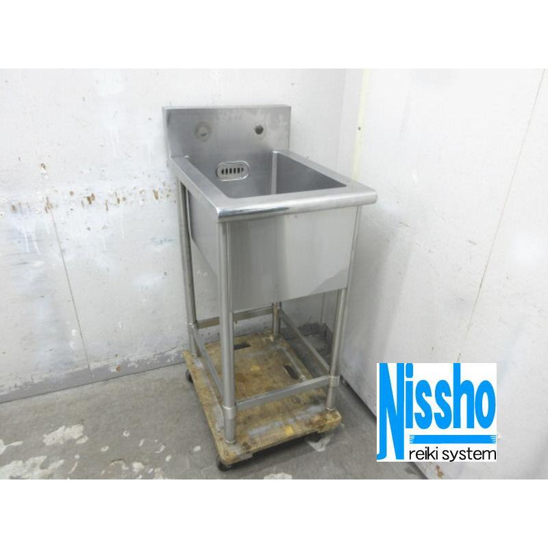 □中古 ステンレス1槽シンク・深さ290mm・440×600×835/985(mm)・厨房 