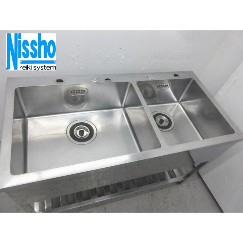 2槽シンク 1200x600x800 □中古 ステンレス2槽シンク・1200×600×800(mm)・厨房専門店