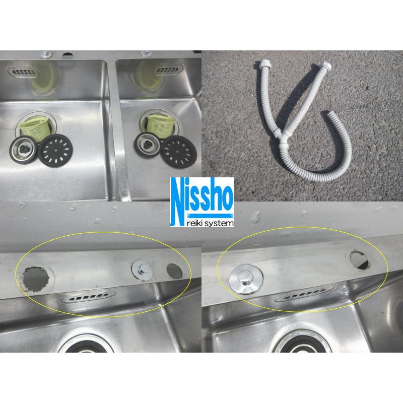 □中古 ステンレス2槽シンク・1200×600×800(mm)・厨房専門店 