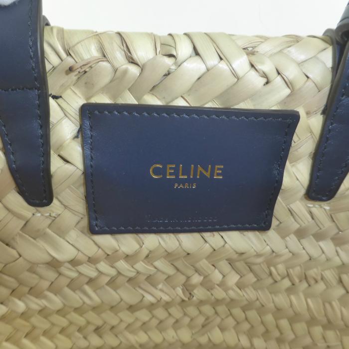 セリーヌ （CELINE） ティーン トリオンフ クラシック パニエ ラフィア トート ショルダー バッグ 19400 ネイビーブルー（新品）