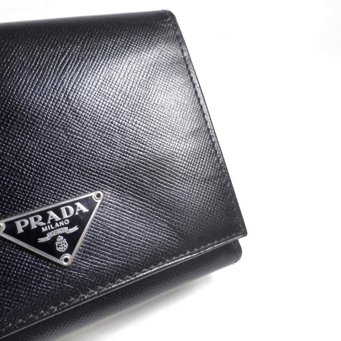 プラダ （PRADA） サフィアーノ トライアングルロゴ コンパクト 三つ折り ヴィンテージ 財布 M176A ブラック（中古）｜reine-web｜05