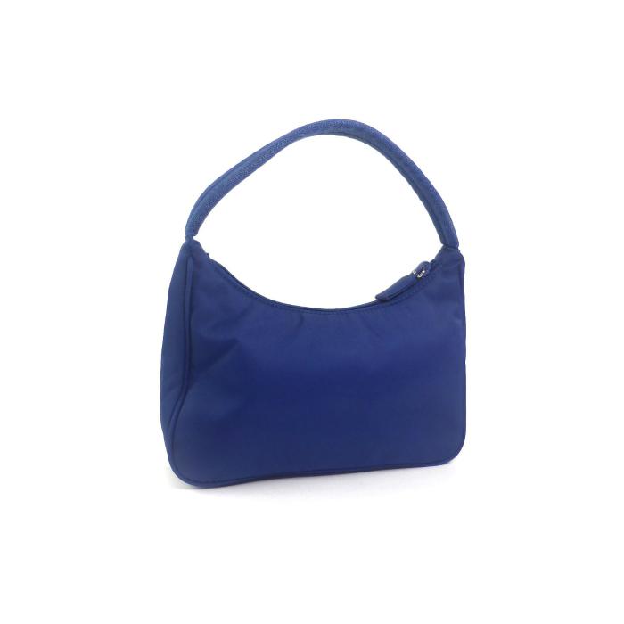 【PRADA】2wayバッグ　三角ロゴプレート　ナイロン　ブルー　ハンドバッグ PRADA】2wayバッグ 三角ロゴプレート ナイロン ブルー