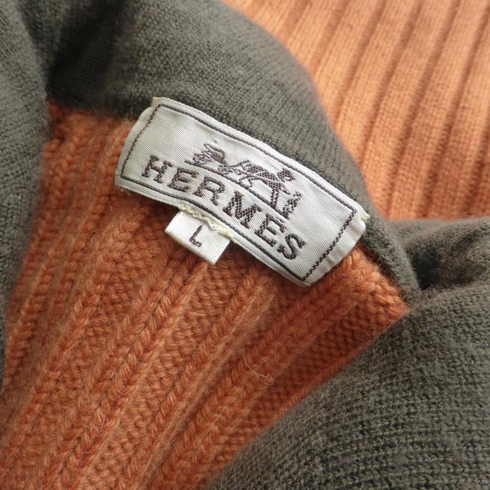 HERMES（エルメス） ウール カシミヤ レイヤード ハーフジップ ニット