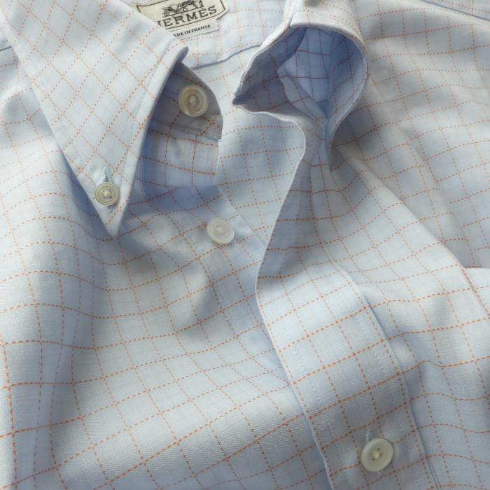 HERMES エルメス 長袖シャツ コットンシャツ ドレスシャツ サイズ42 HERMES エルメス （HERMES）コットン チェック ボタンダウン