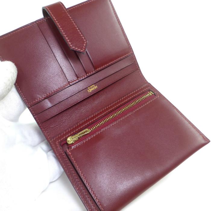 Bearn エルメス （HERMES） ベアンコンパクト ボックスカーフ ボルドー 