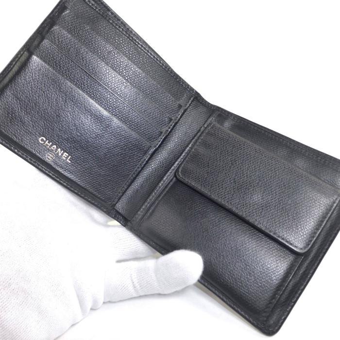 CHANEL シャネル (CHANEL) ココボタン 二つ折り 財布 ブラック CHANEL シャネル (CHANEL) ココボタン 二つ折り 財布 ブラック